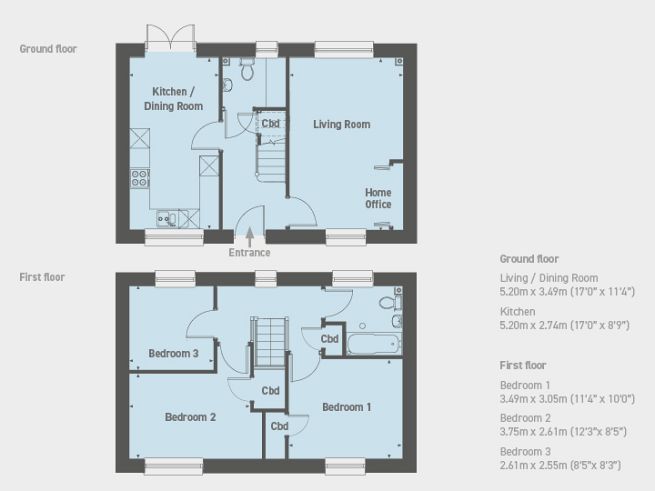 Floor plan 3 bedroom house - artist's impression subject to change